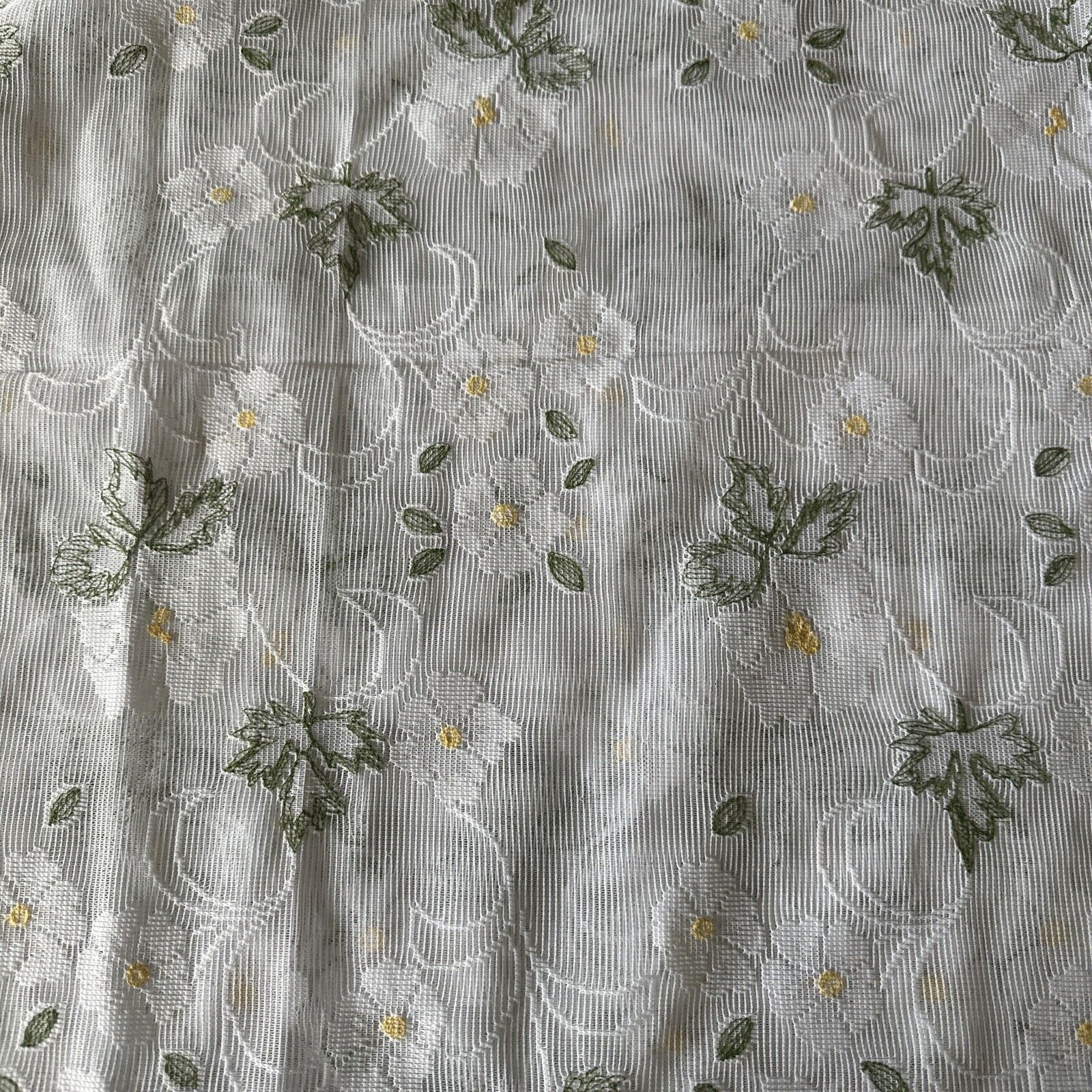 VTG White Lace Curtain Floral NEW NOS Cottage Farmhouse 60”x84”
