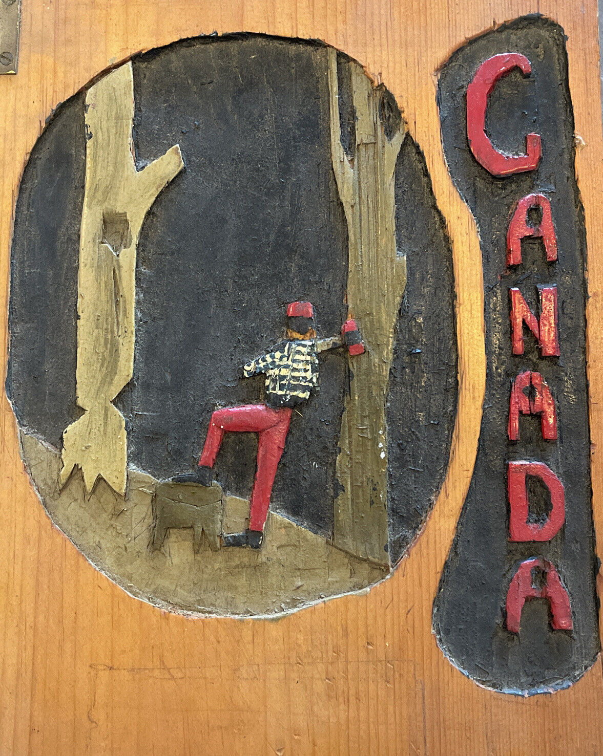 Canada Wooden Outsider Primitive Folk Art Lumberjack Scrapbook Handmade Cover