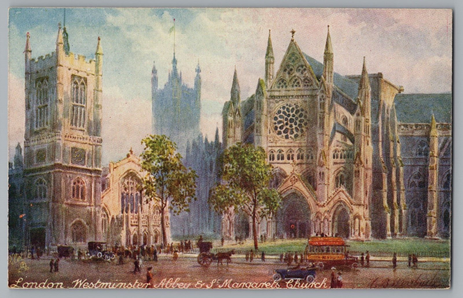 Postcard Raphael Tuck Oilette Westminster Abbey & St. Margaret's Church Unposted