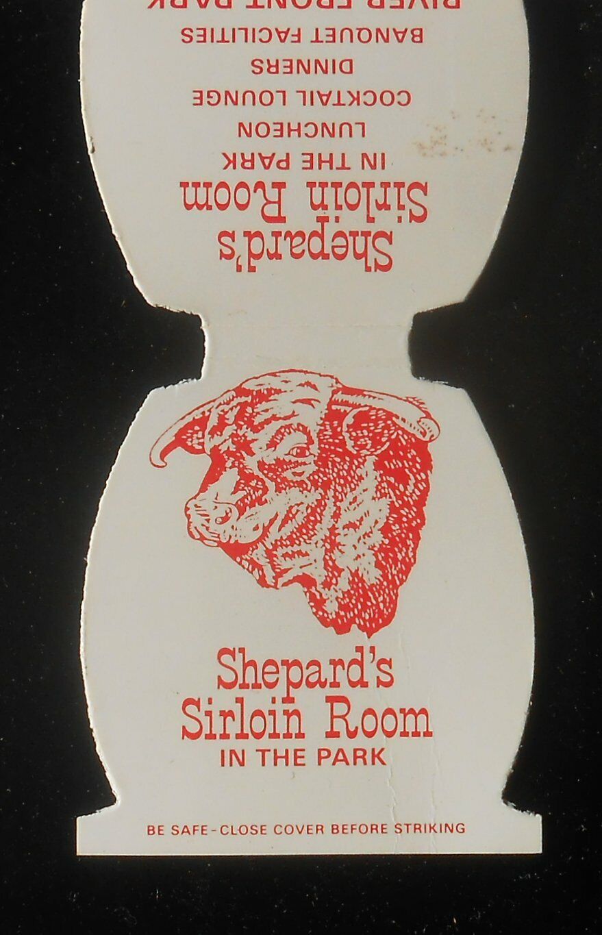 1970s? Diecut Shepard\'s Sirloin Room in the Park E. Water St. Steer Elmira NY MB