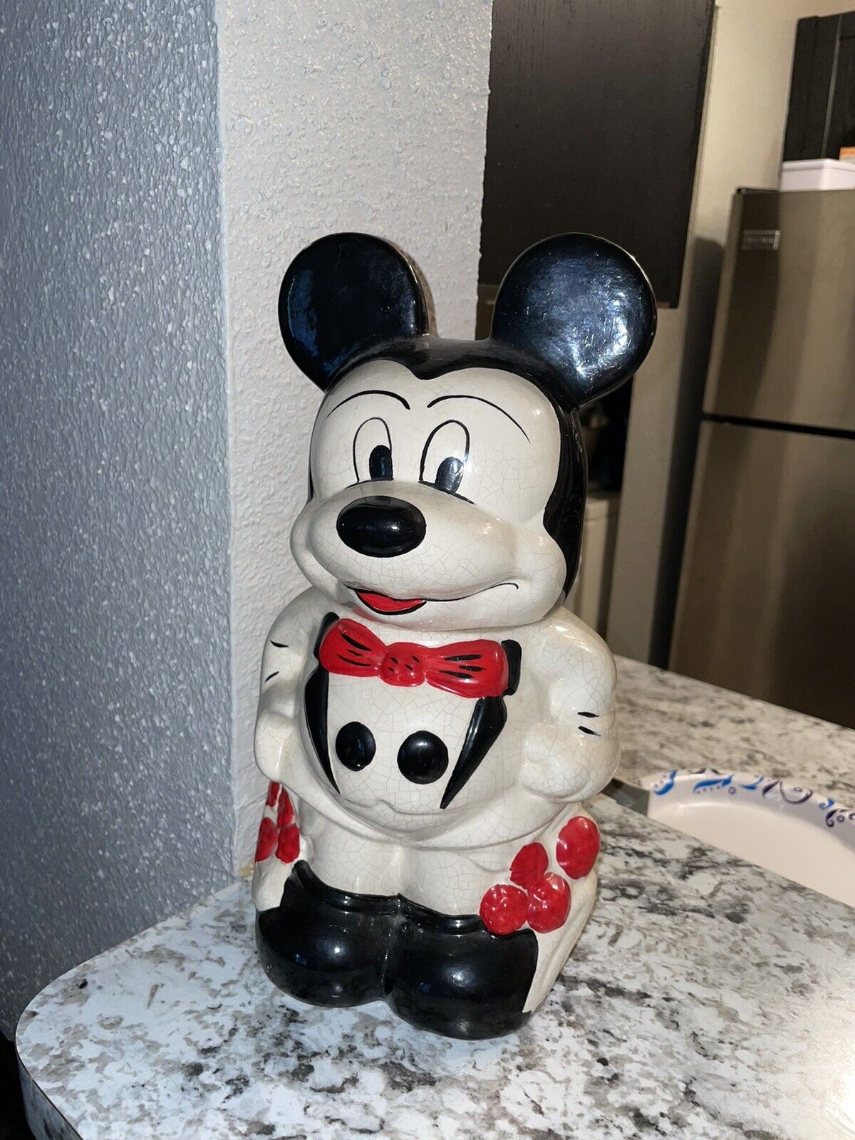 Rare Vintage Mickey & Minnie Mouse Two Side Turnabout Cookie Jar Disney Pottery