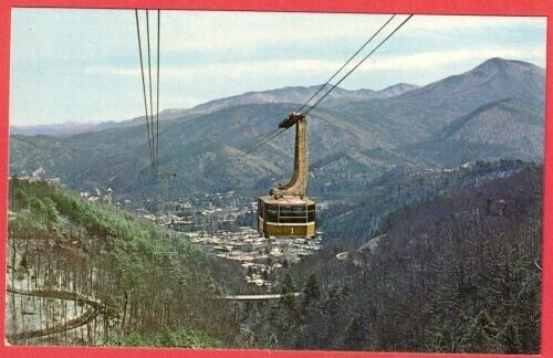 Vintage Postcard Panoramic View Aerial Tramway Attraction Gatlinburg TN