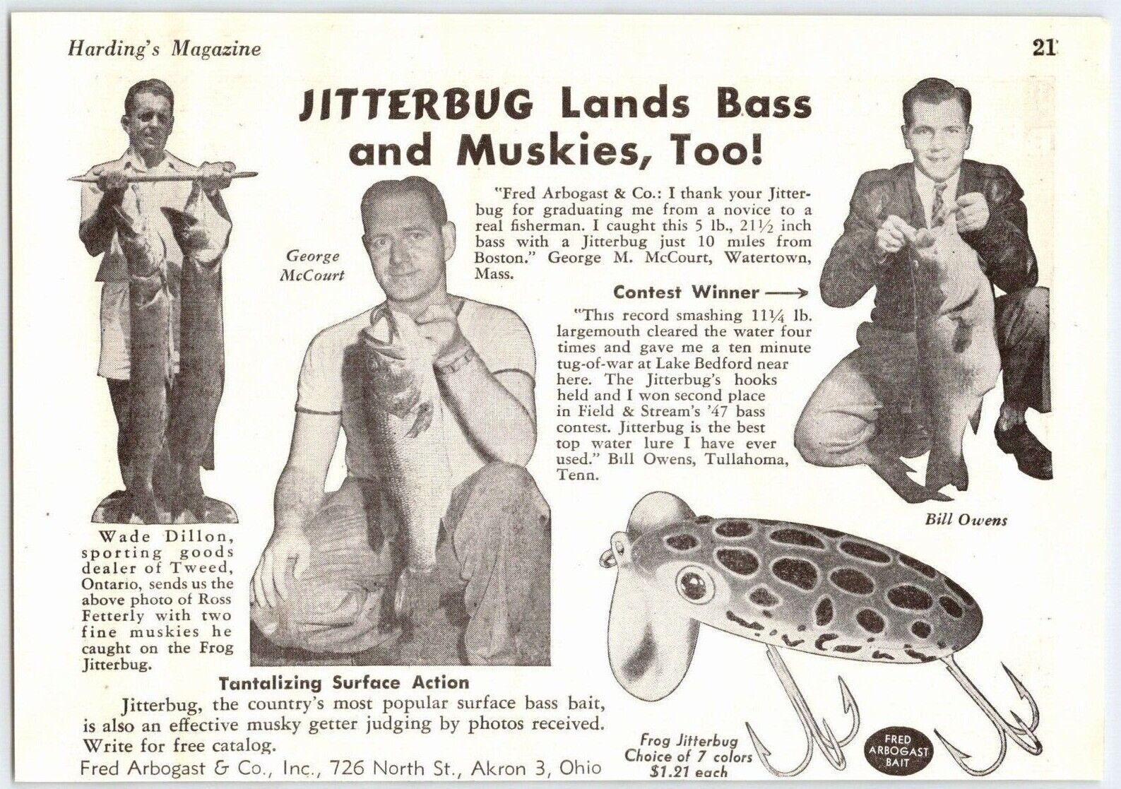 1948 JITTERBUG FISHING LURE FOR BASS & MUSKIES 5.5\