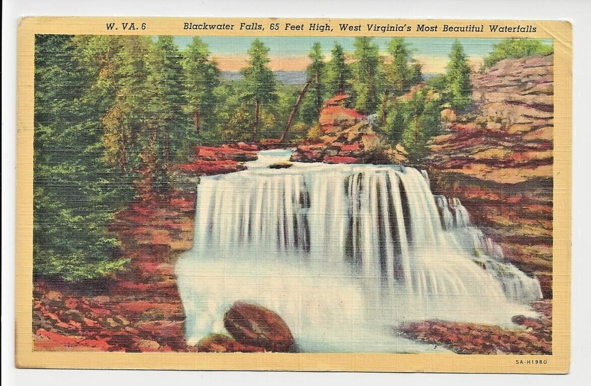 Blackwater Falls 65\' High Waterfalls Thomas West Virginia Linen Sleeved GUC