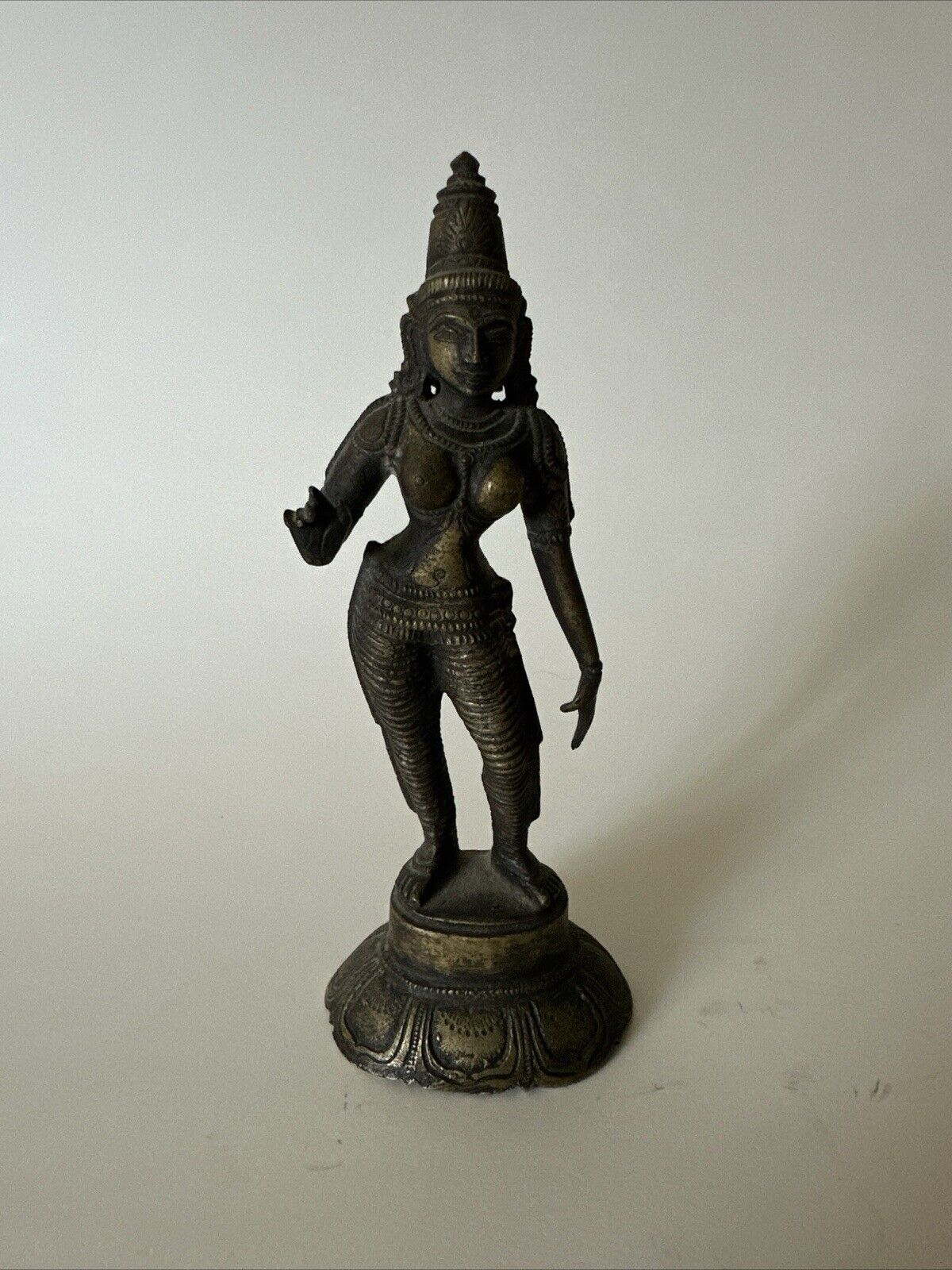Vtg Bronze Brass Parvati Shiva Buddhist Hindu Female Goddess Deity Statue 6”