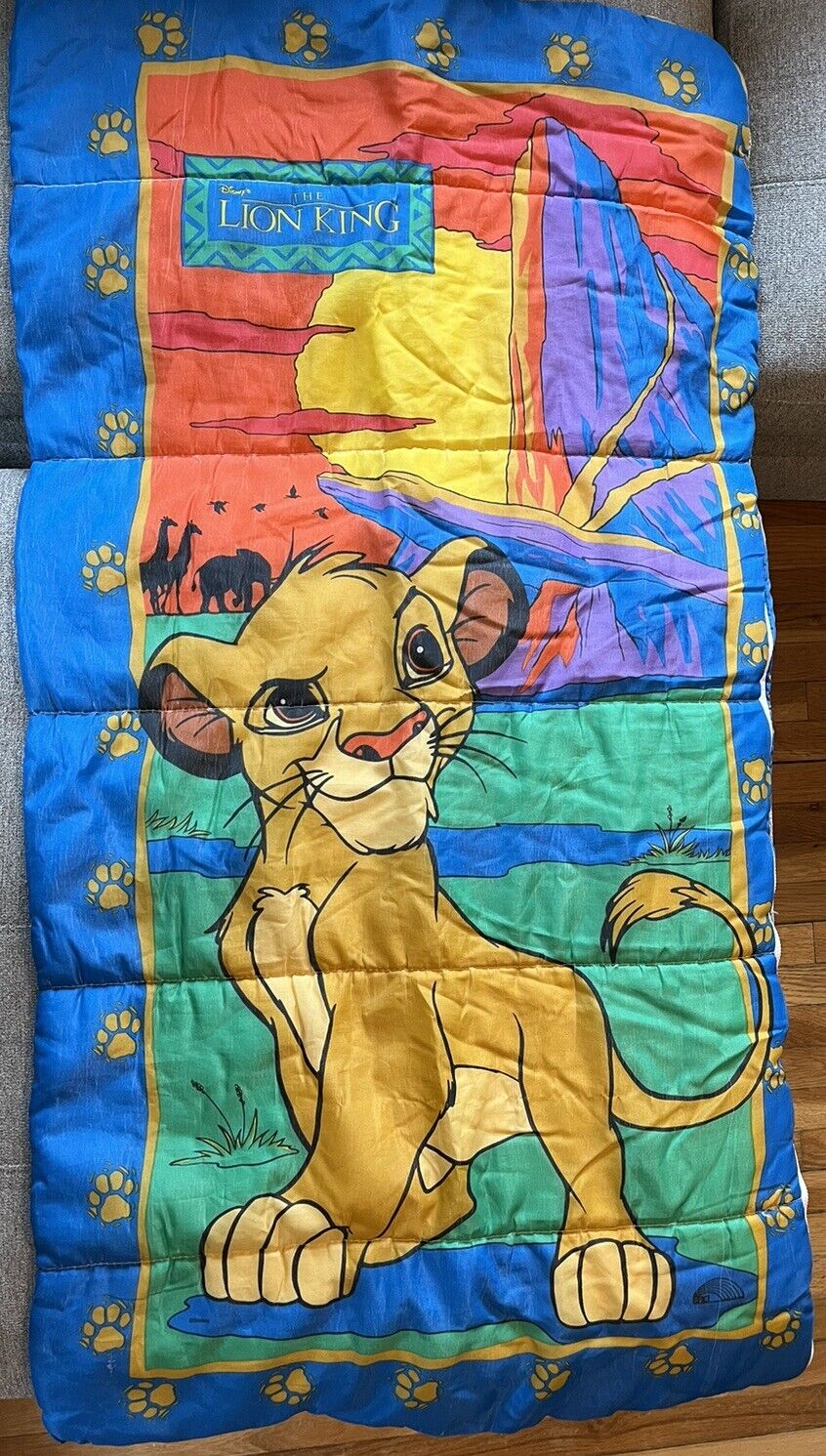 Vintage Disney The Lion King Simba 30x57” Children\'s Sleeping Bag  w REI Pouch