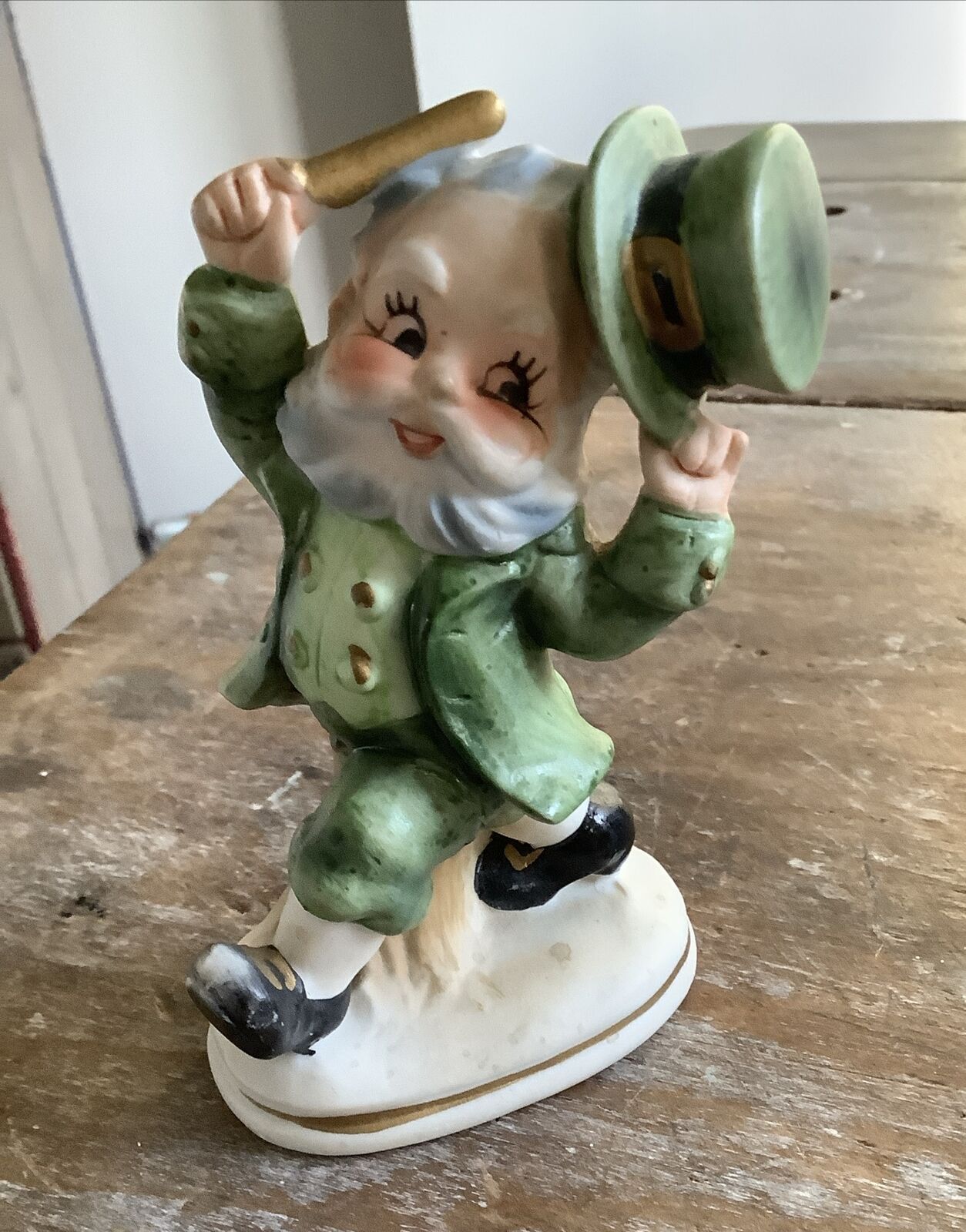 Lefton 4” Leprechaun Bisque Figurine 6203 St. Patricks Day Irish Vintage Antique