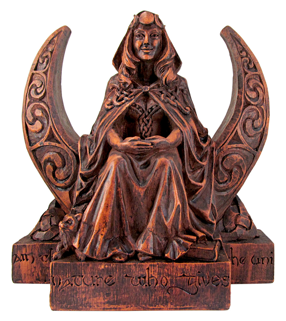 Dryad Design Large Moon Goddess Statue Wood Finish Wiccan Pagan Decor