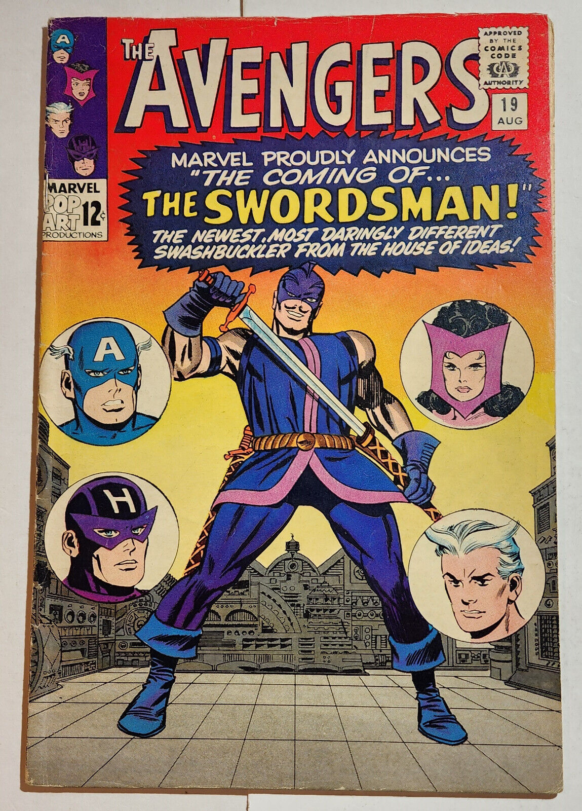 AVENGERS #19 Marvel 1965 by Stan Lee and Don Heck, 1st appearance SWORDSMAN.