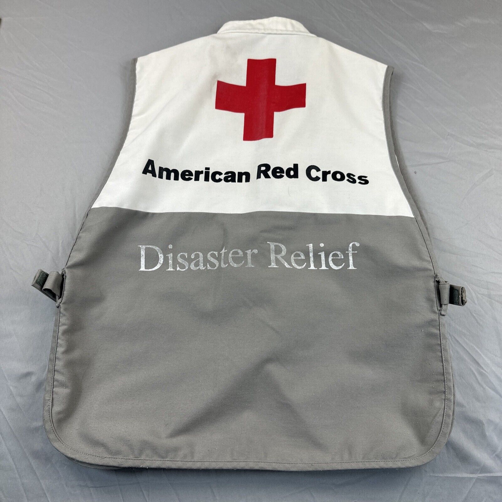 Vintage American Red Cross Disaster Relief Vest One  Size Fits All White Gray