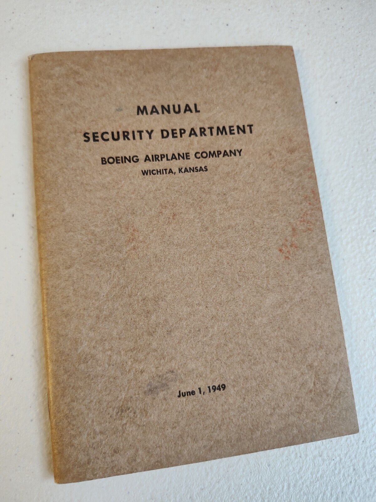 Boeing Aircraft Company of Wichita Kansas guard manual booklet, circa 1949