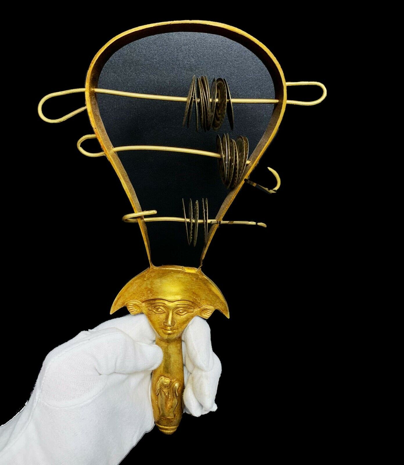 Gorgeous Handmade Hathor Copper Sistrum (Musical Instrument)