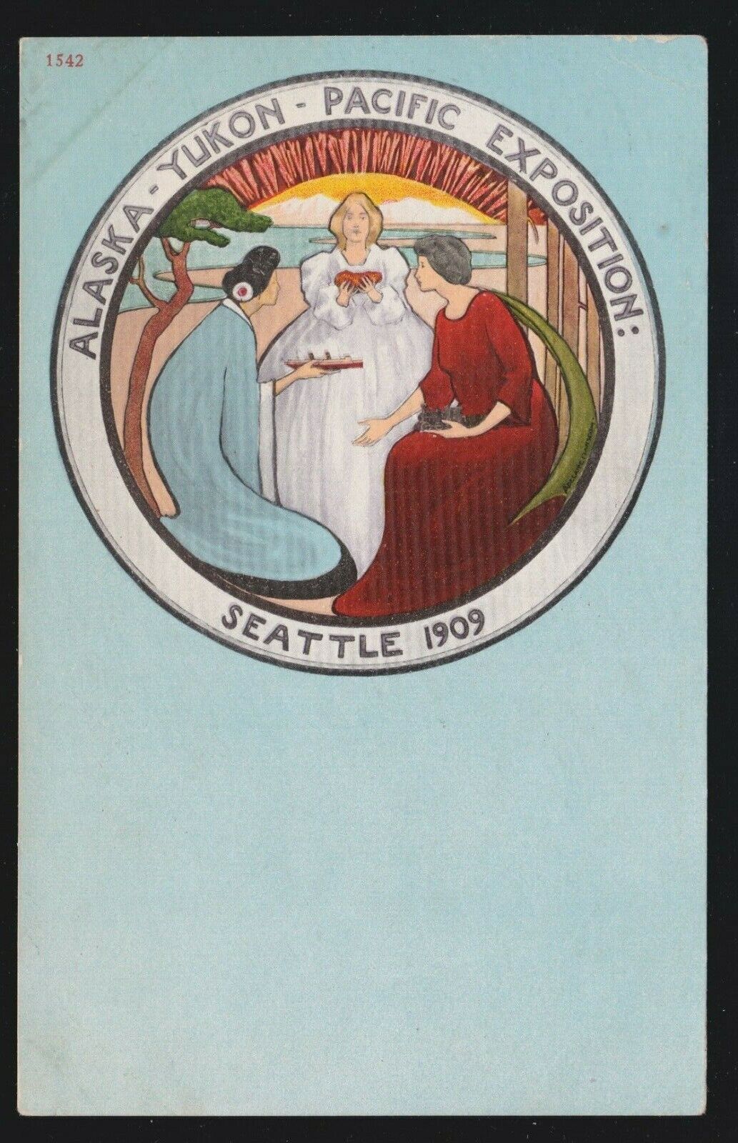 US 1909 Alaska Yukon Pacific Exposition Used Post Card w/ Worlds Fair Cancel (2)