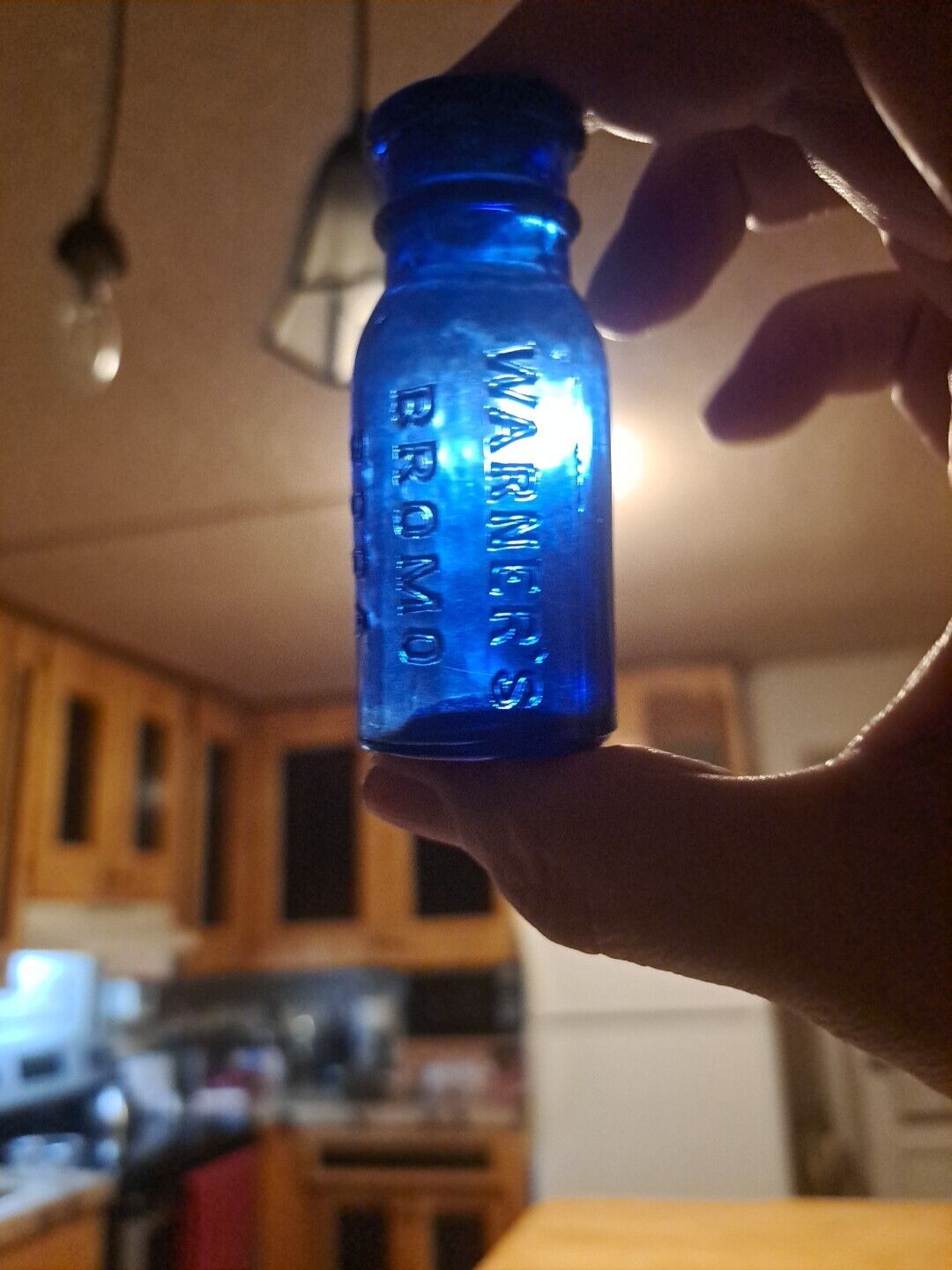 Antique Cobalt Warners Bromo Soda 2.5 In Bottle