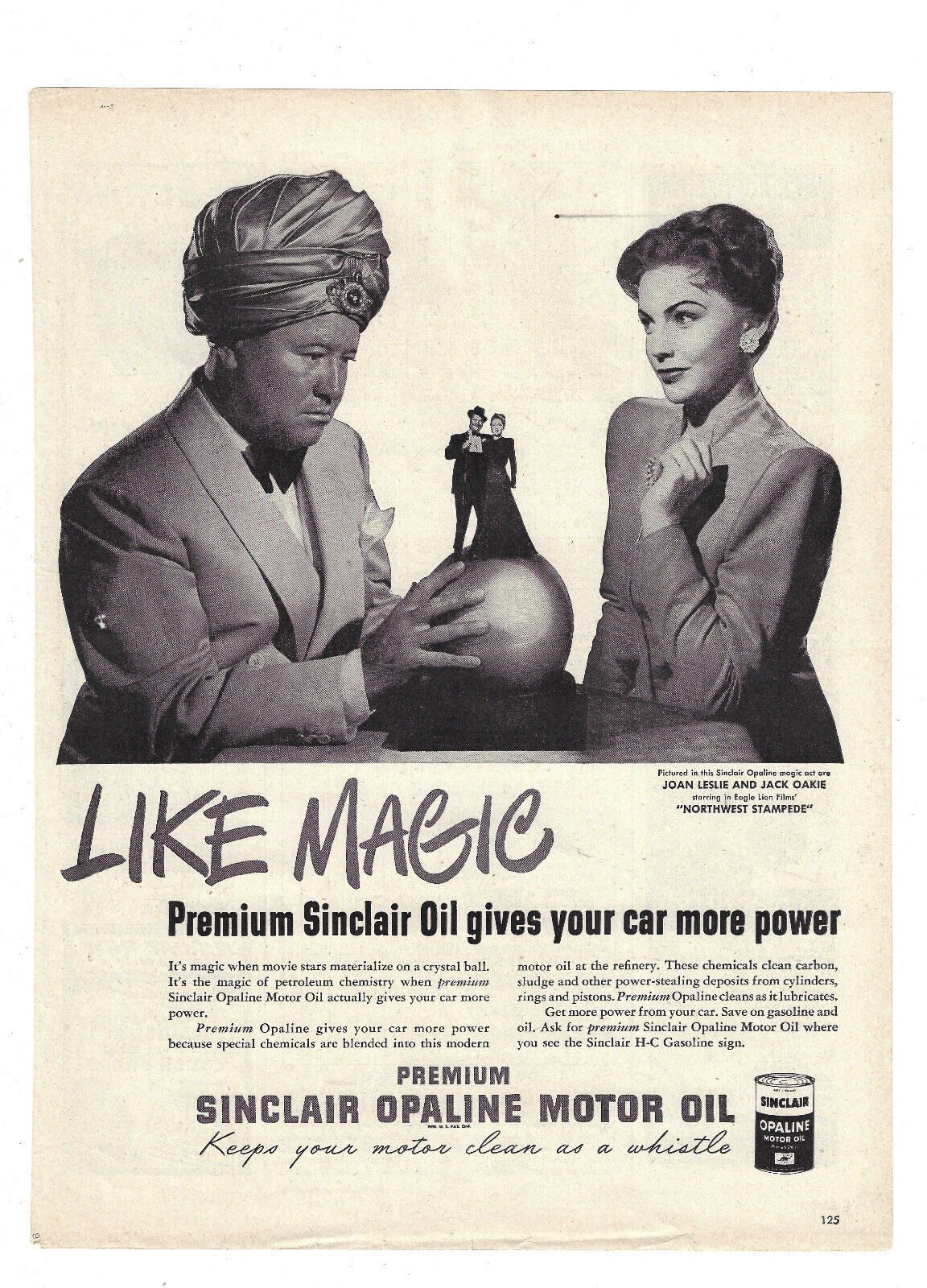 Opaline Print Ad Motor Oil Advertising Vintage 1940s Joan Leslie Jack Oakie