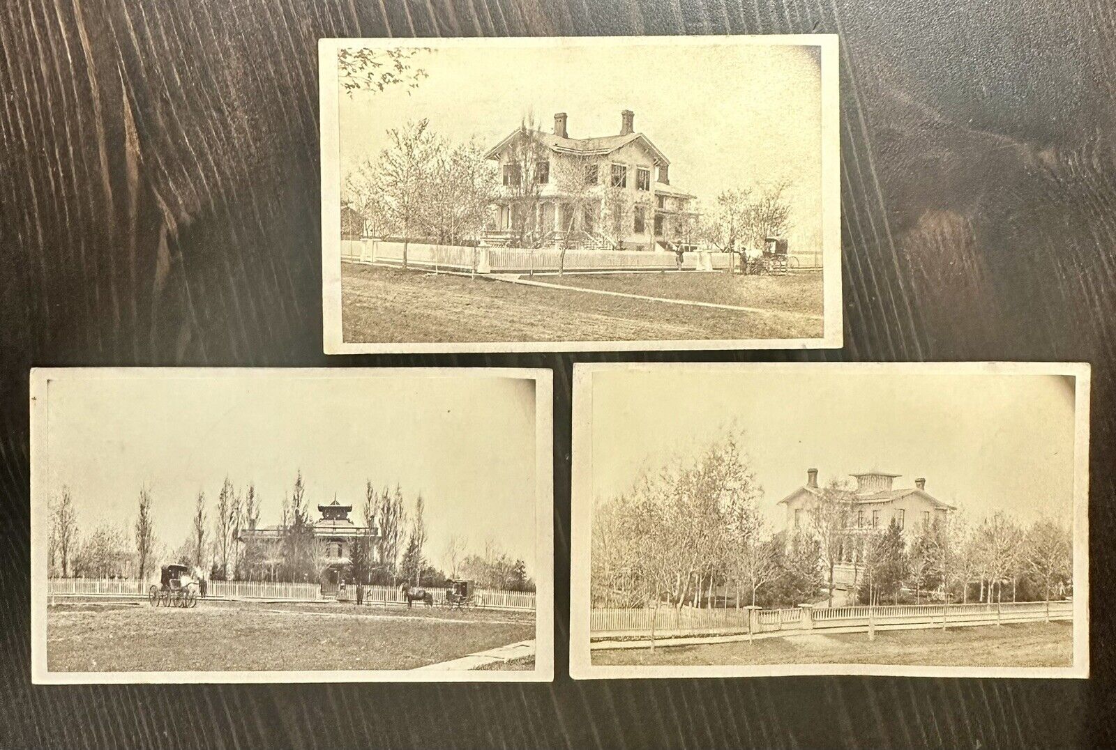 Lot of 3 Aurora Illinois House 1860s CDV Photo Victorian Civil War Architecture