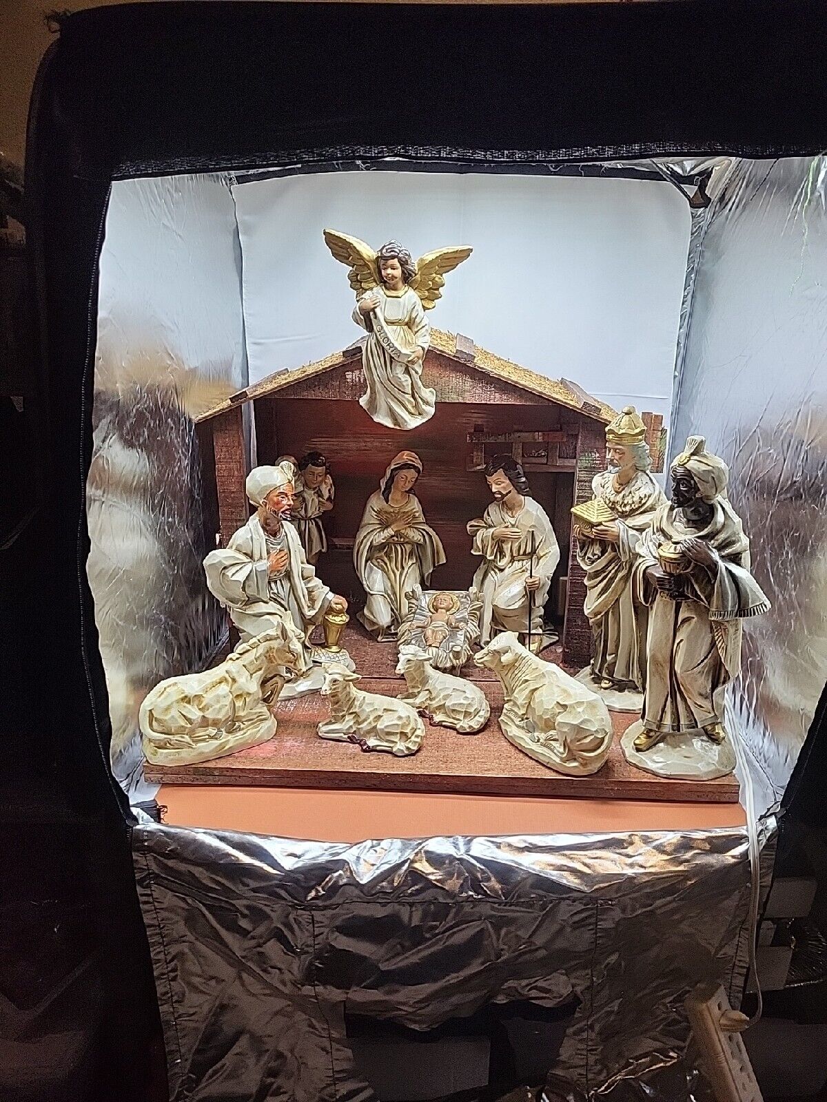 12 Piece Christmas Large Scale, Nativity Baby Jesus Set Manger Musical Japan
