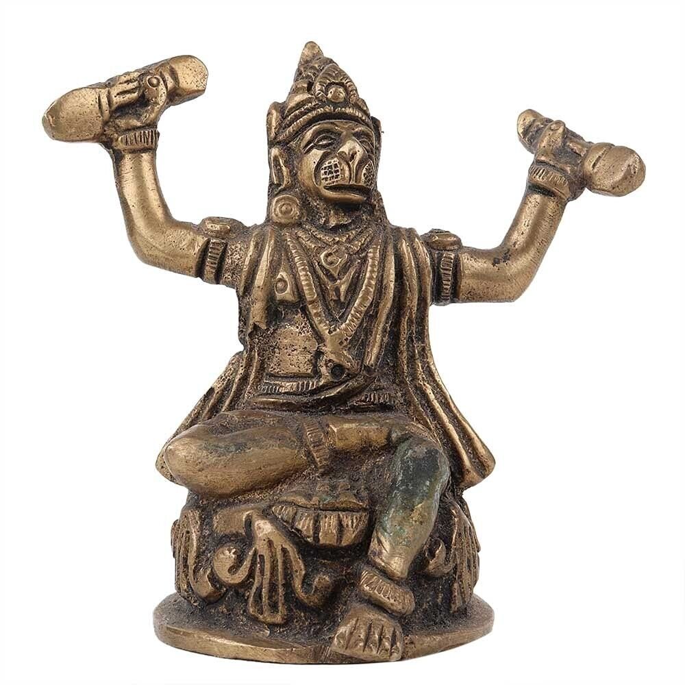 Handmade Antique Finish Decorative Brass Lord Hanuman Figurine Statue