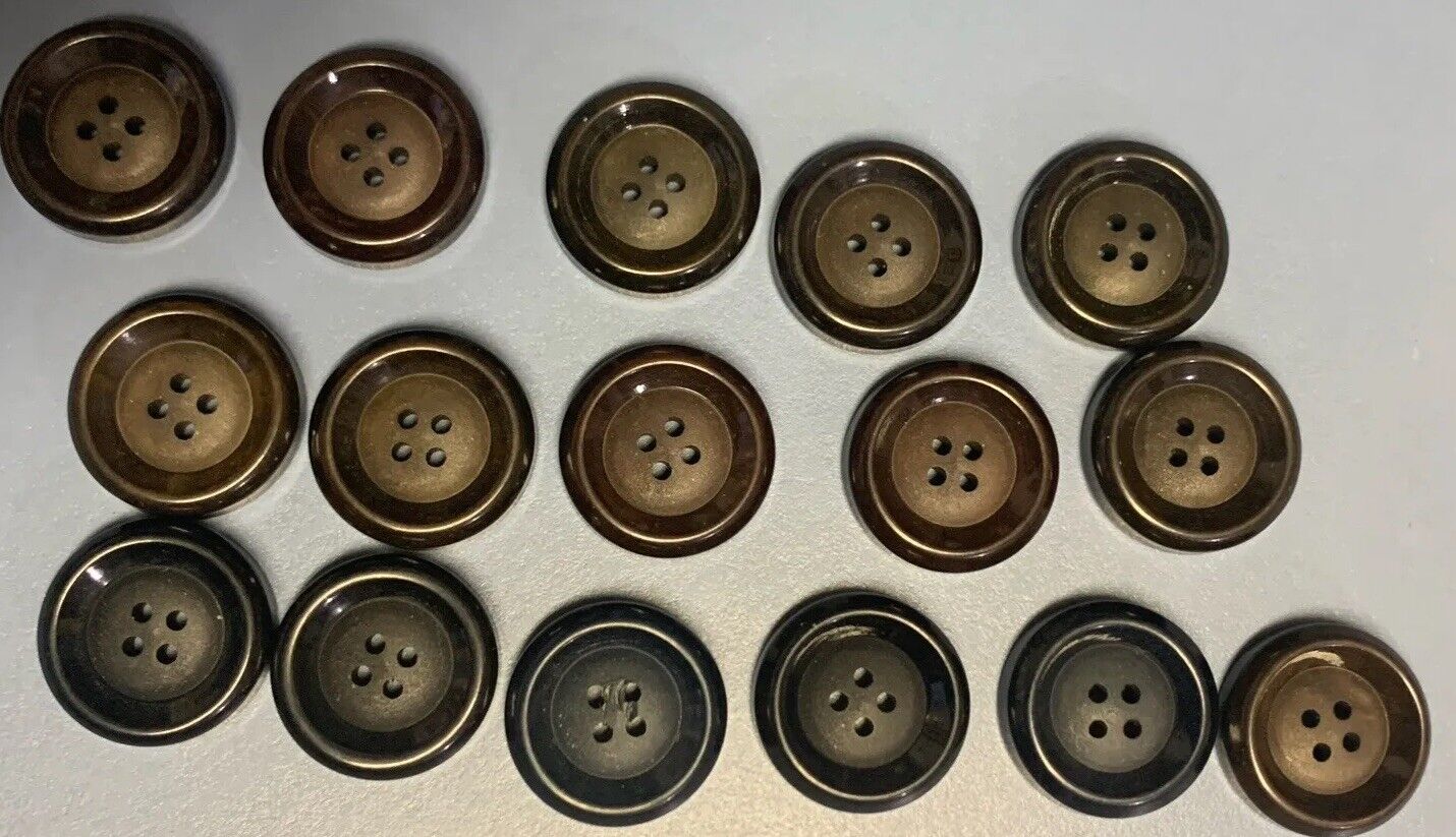Vintage Lot Buttons Brown/ Dark Mauve Navy Blue 4 Hole Round