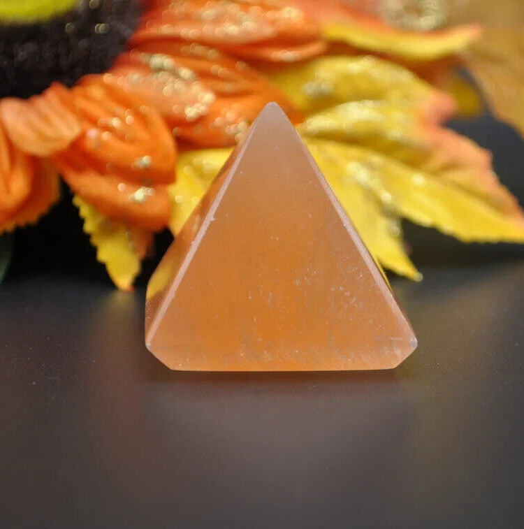 Polished Selenite Crystal Pyramid, Orange Selenite Pyramid, Reiki, 2\