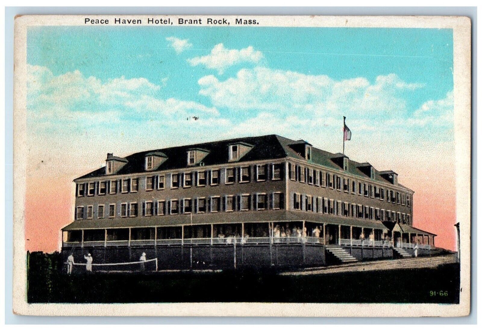 1941 Peace Haven Hotel Street Brant Rock Massachusetts Vintage Antique Postcard
