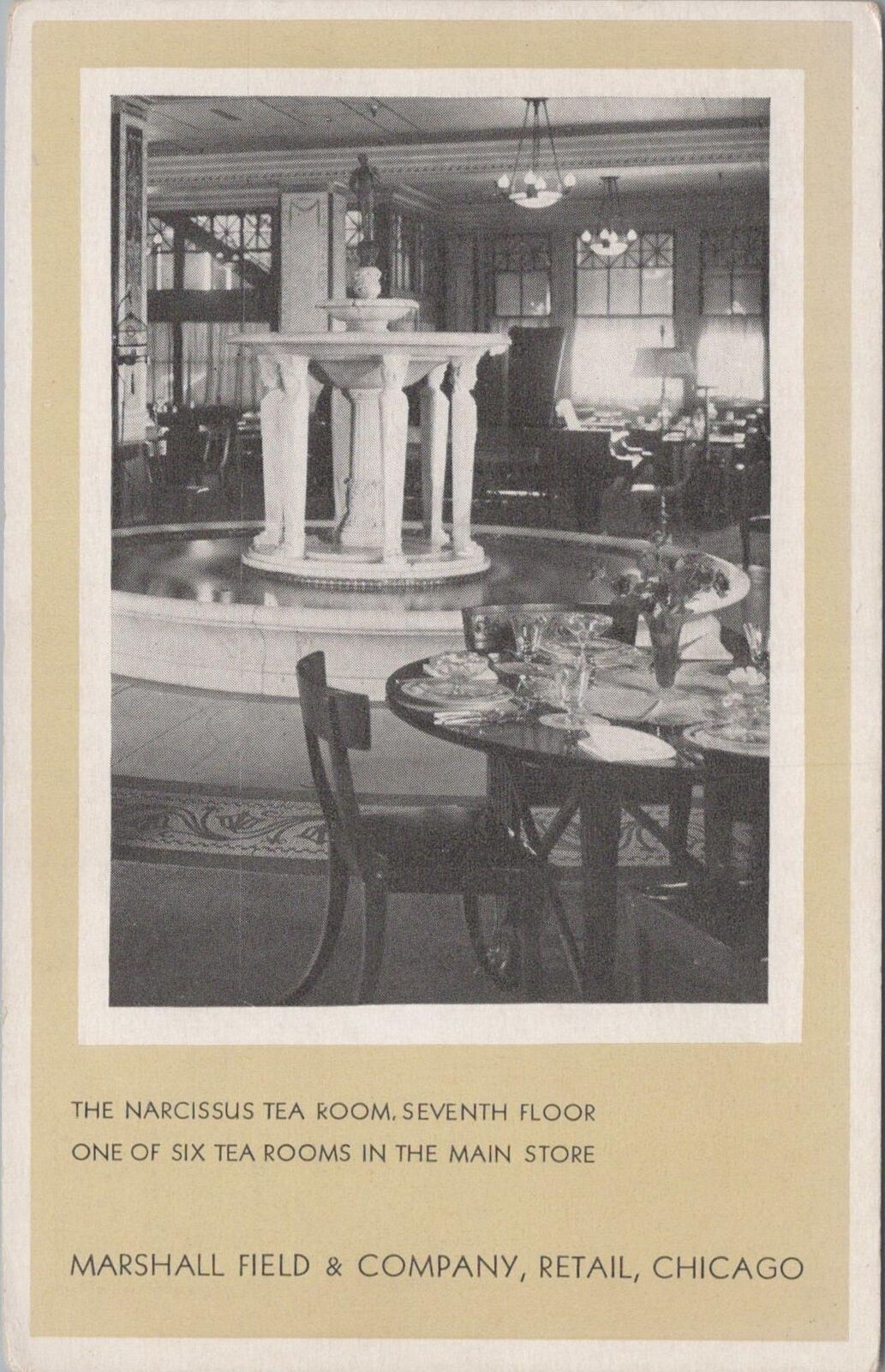 Postcard The Narcissus Tea Room Seventh Floor Marshall Field Co Chicago IL 