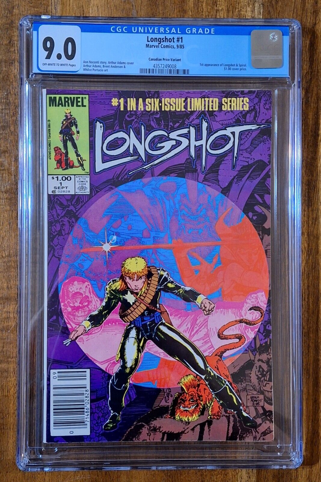 Longshot #1 Marvel 1985 1st Longshot & Spiral CGC 9.0 Canadian Price Variant