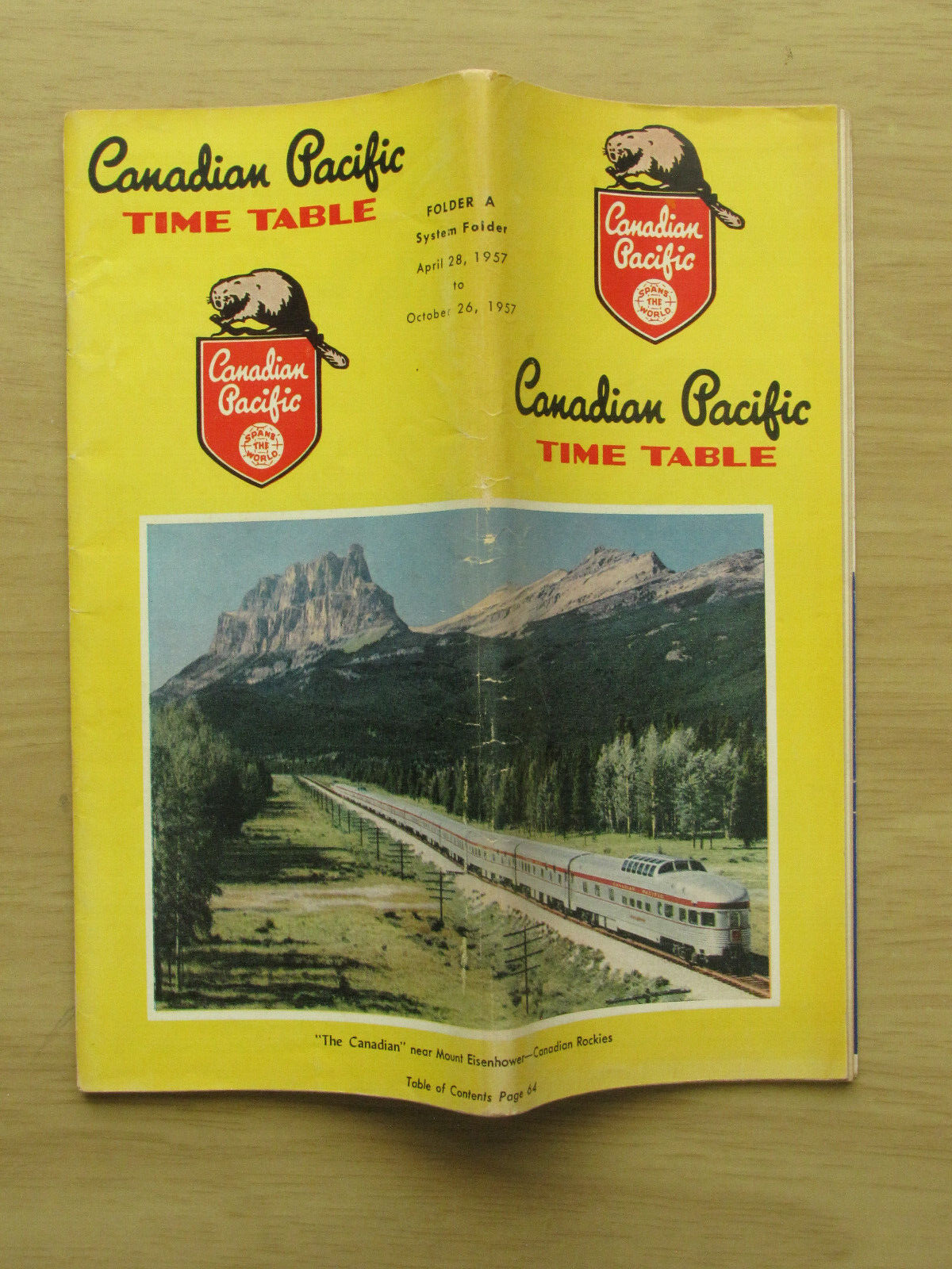 CP CANADIAN PACIFIC Public Timetable:  4/28/57 System