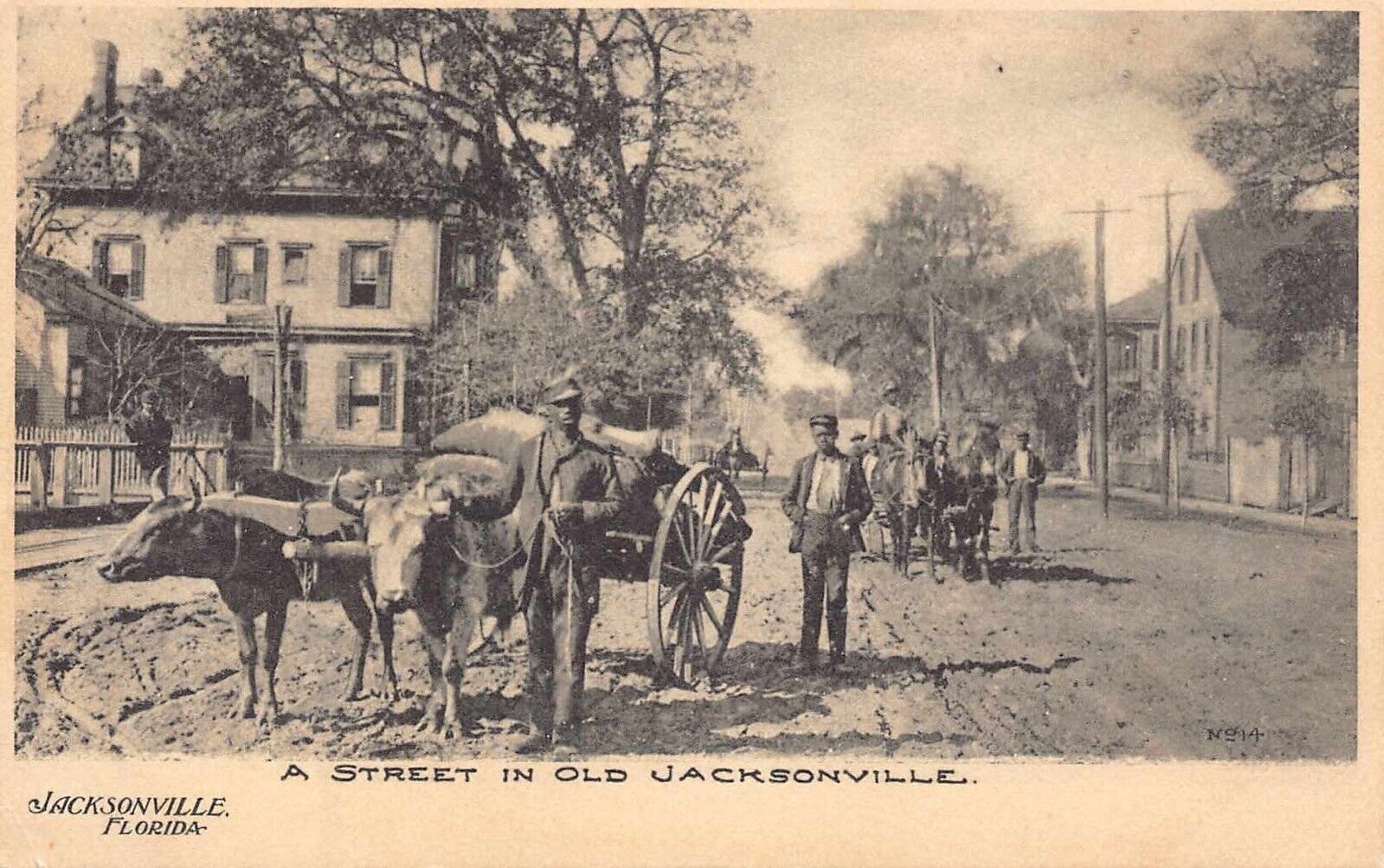 FL 1900’s Florida Black Americana Ox Drawn Wagons & Laborers Jacksonville, Fla