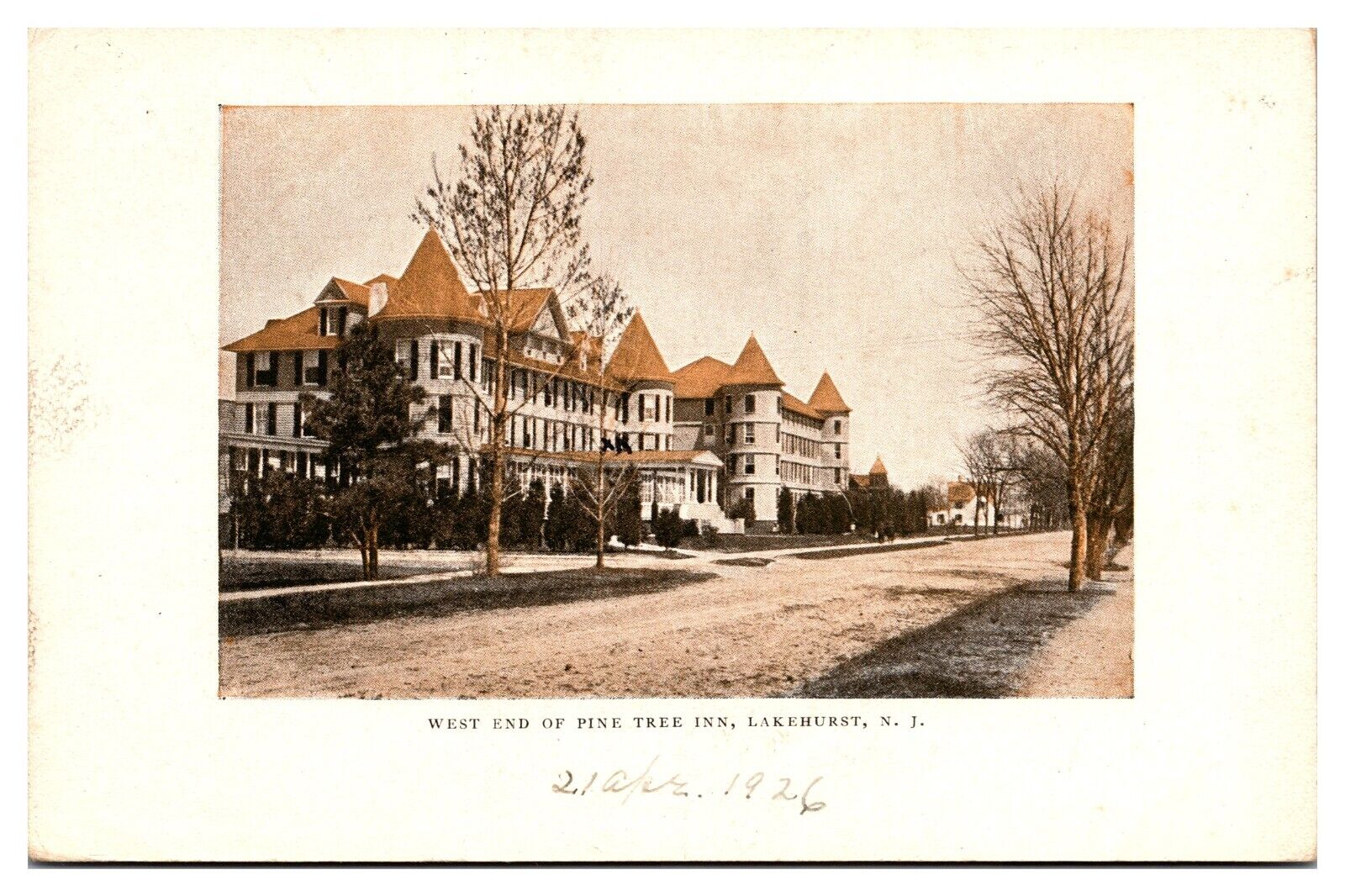 1926 West End of Pine Tree Inn, Lakehurst, NJ Postcard