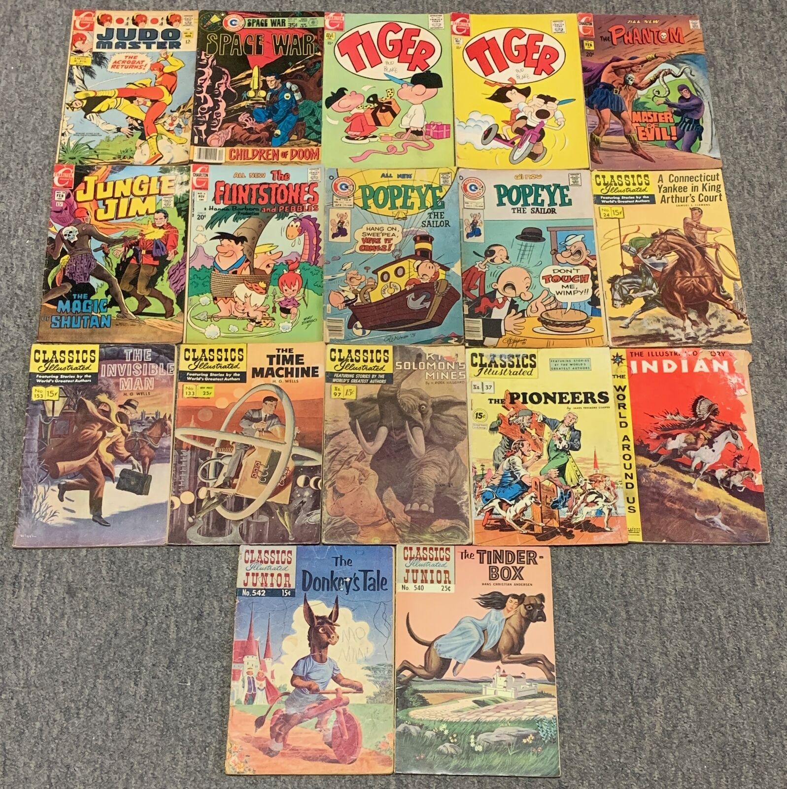 lot 17 comics 1960s-1970s~CLASSICS ILLUSTRATED, POPEYE, TIGER, JUNGLE JIM, more