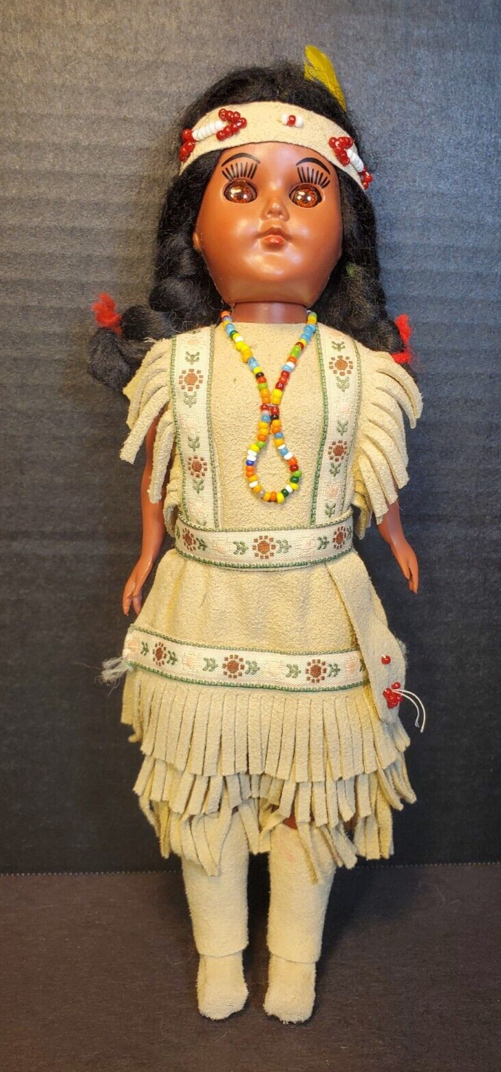 Native American Indian Plastic Doll With Baby In Papoose