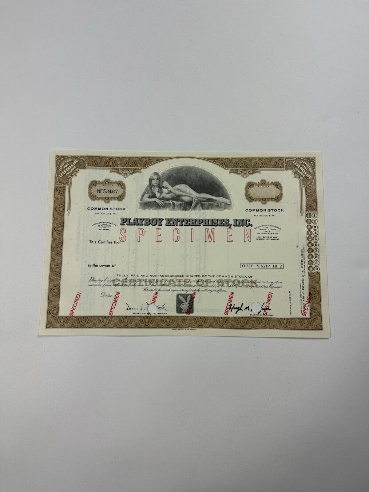 Playboy Enterprises, Inc 1970's-1980's Unissued Stock Certificate MINT Condition