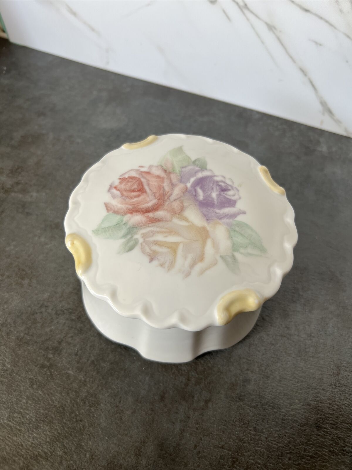 Vintage Porcelain Hand Painted Trinket Box