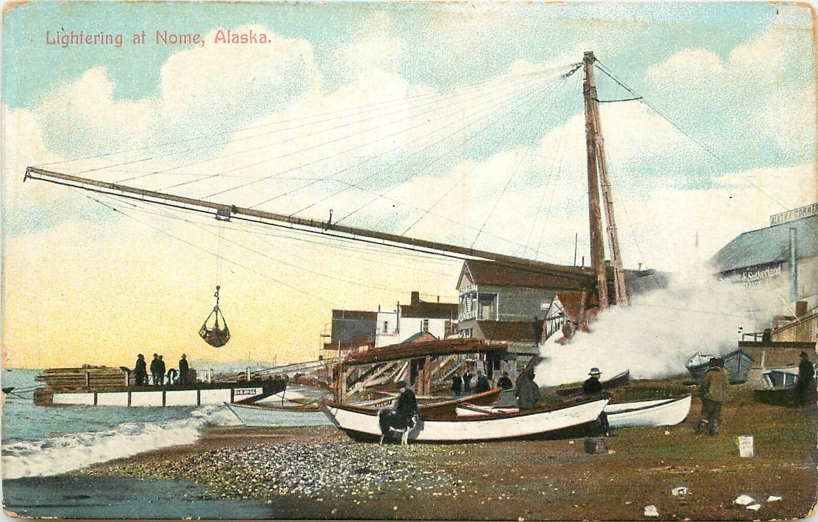 c1907 Printed Postcard; Lightering (Cargo Transfer) at Nome AK, Unposted