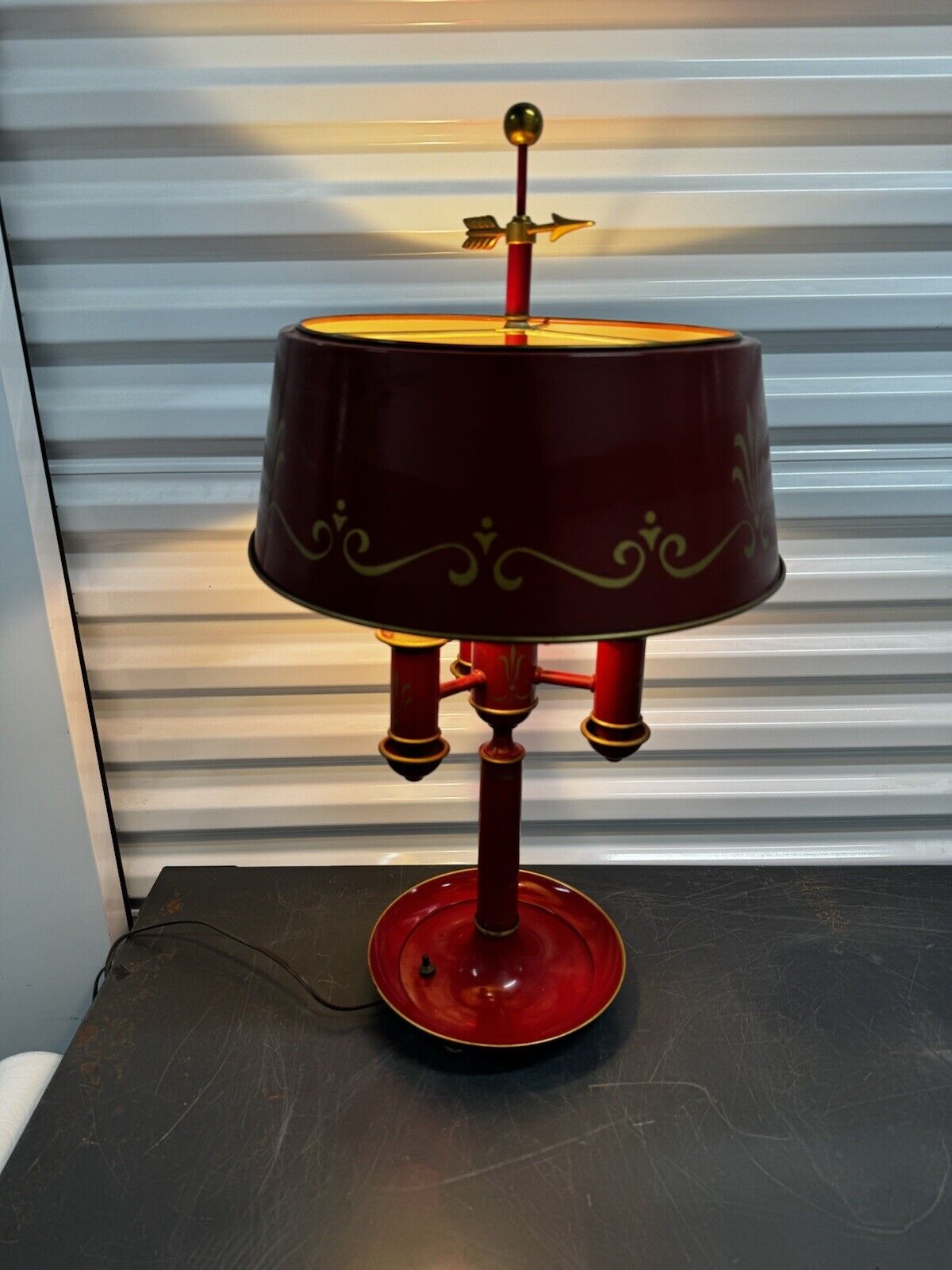 Vintage 3 Light Bouillotte Tole Lamp