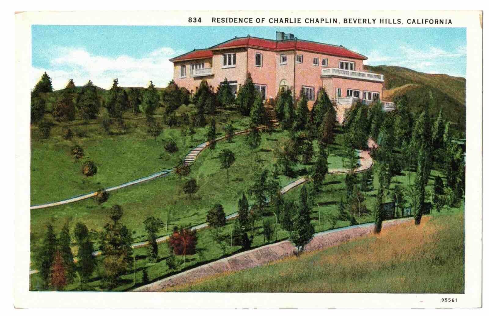 Residence Of Charlie Chaplin Beverly Hills California Vintage Postcard LA3