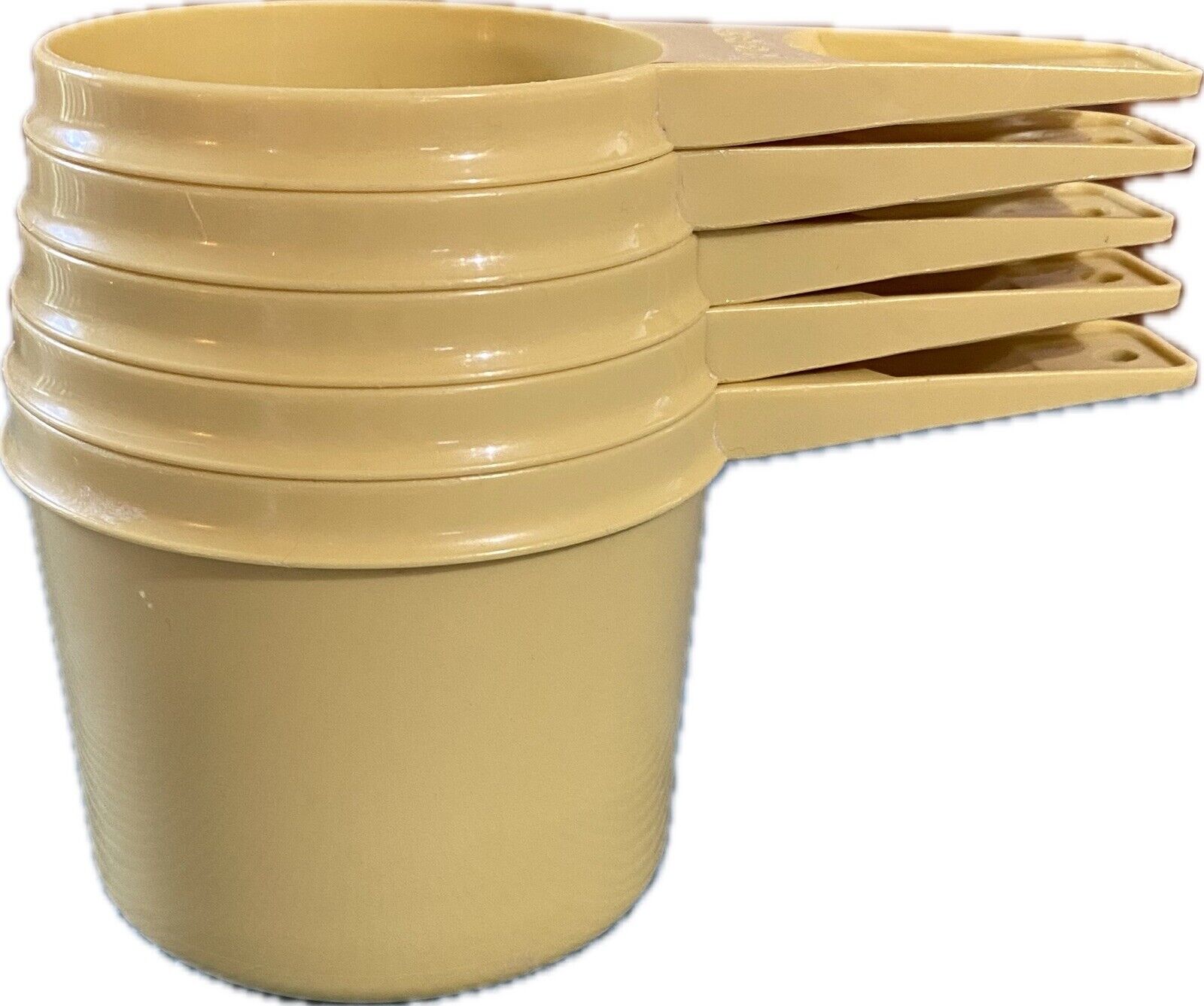 Vintage Tupperware Measuring Cups Set of 5 Yellow 761 762, 763, 764, 765