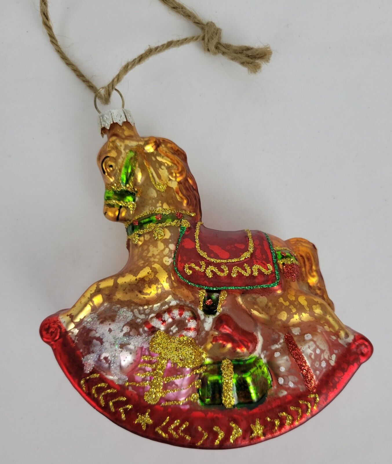 Christmas Rocking Horse Glass Tree Ornament Pre-owned 