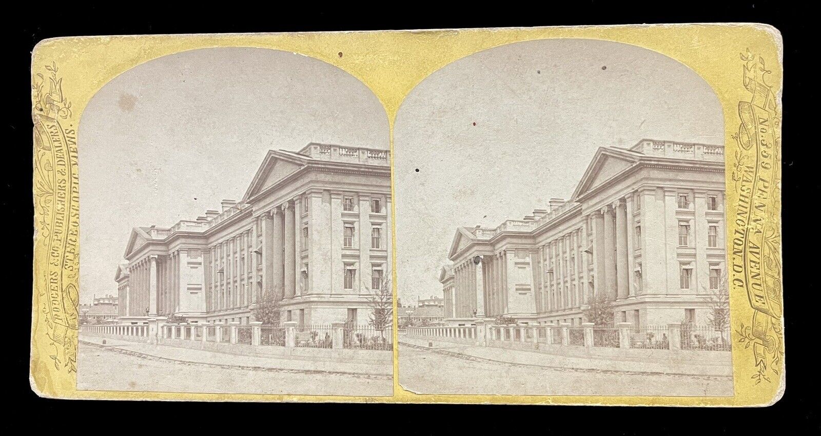 U.S. TREASURY BUILDING STEREOVIEW by RODGERS  1880s  WASHINGTON D.C.