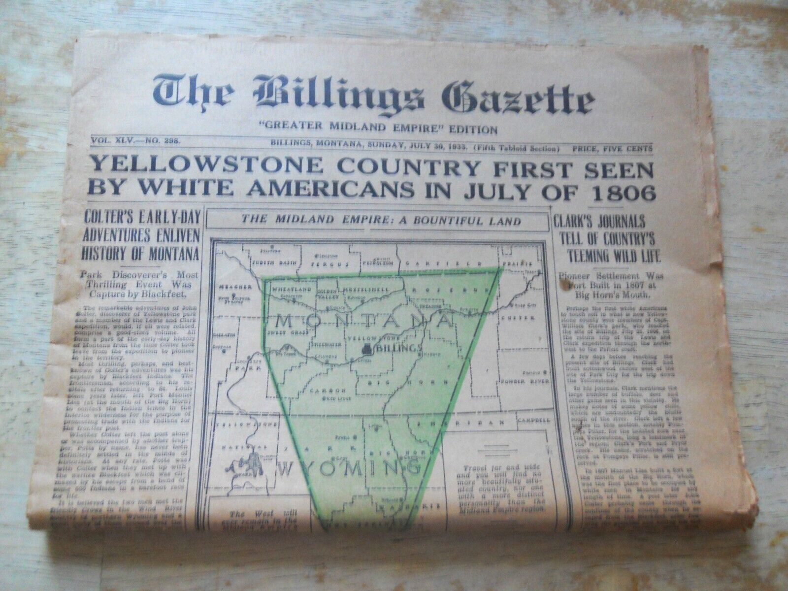 The Billings Gazette July 30 1933 - Tabloid Section 16pgs vintage newspaper
