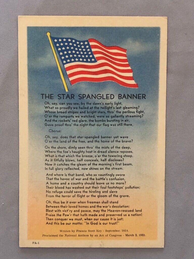 c 1940 US FLAG American STAR SPANGLED BANNER Patriotic POSTCARD