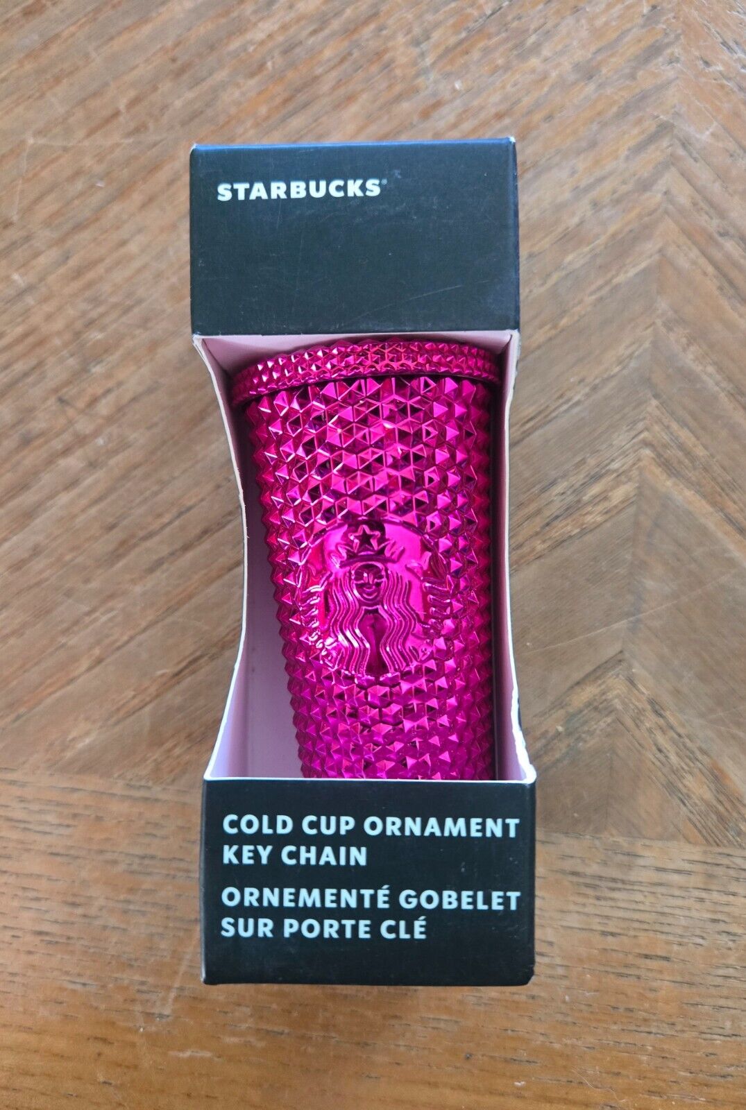 NEW 2022 STARBUCKS Sangria Pink Cold Cup Christmas Holiday Ornament Key Chain