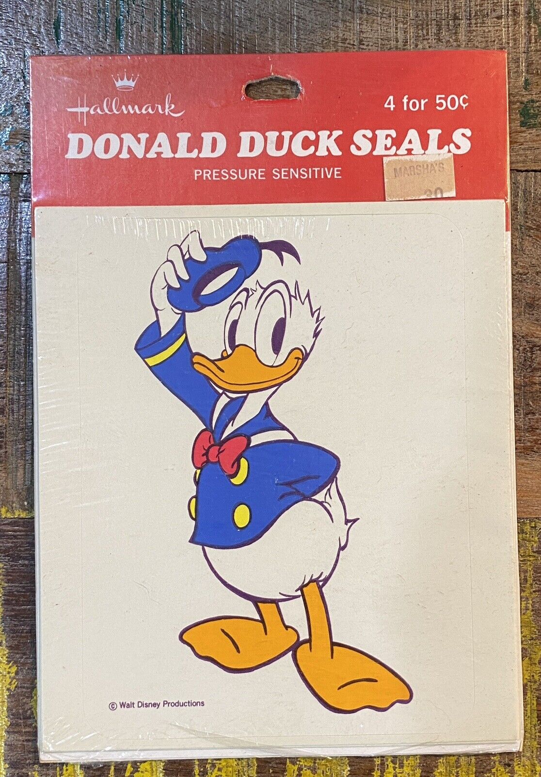 Vintage Hallmark DONALD DUCK SEALS Pressure Sensitive Walt Disney Productions