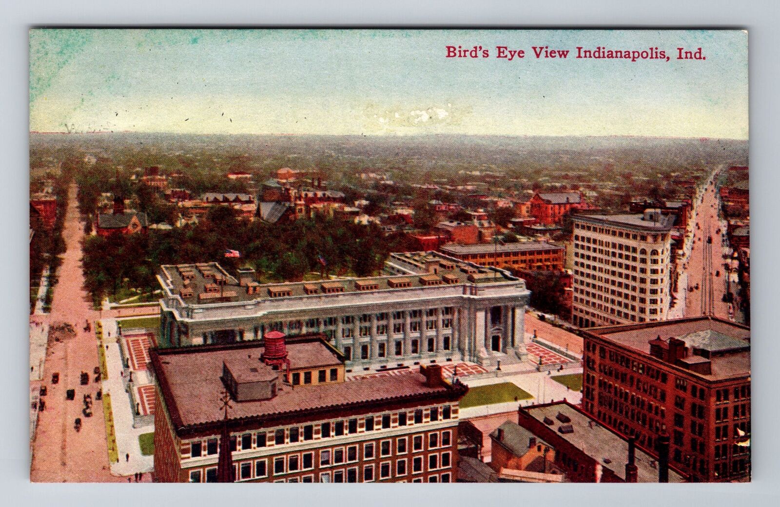 Indianapolis IN-Indiana, Bird\'s Eye View Of Indianapolis, Vintage Postcard