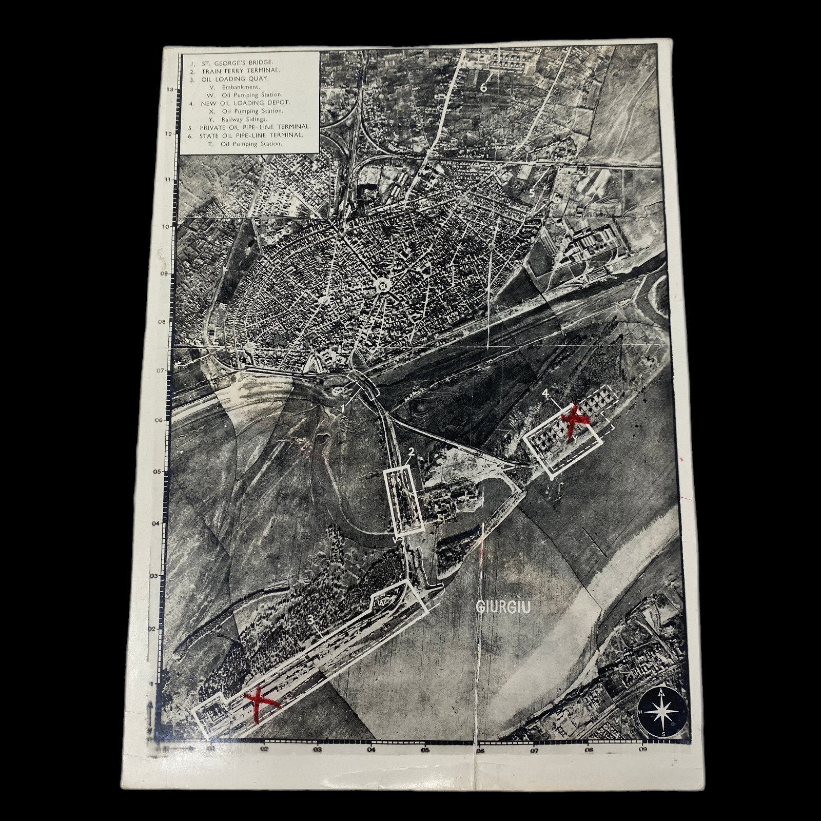 WWII 461st Bomb Group B-24 GIURGIU Mission Raid Photograph with Target Markings
