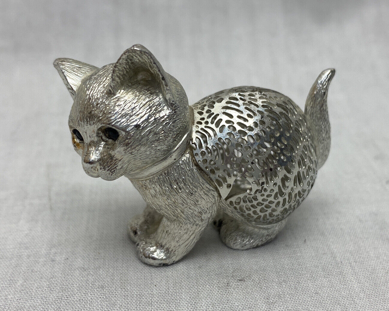 CHRISTOFLE FRANCE LUMIERE Collection Playing Kitten Cat Silver-Plate Figurine