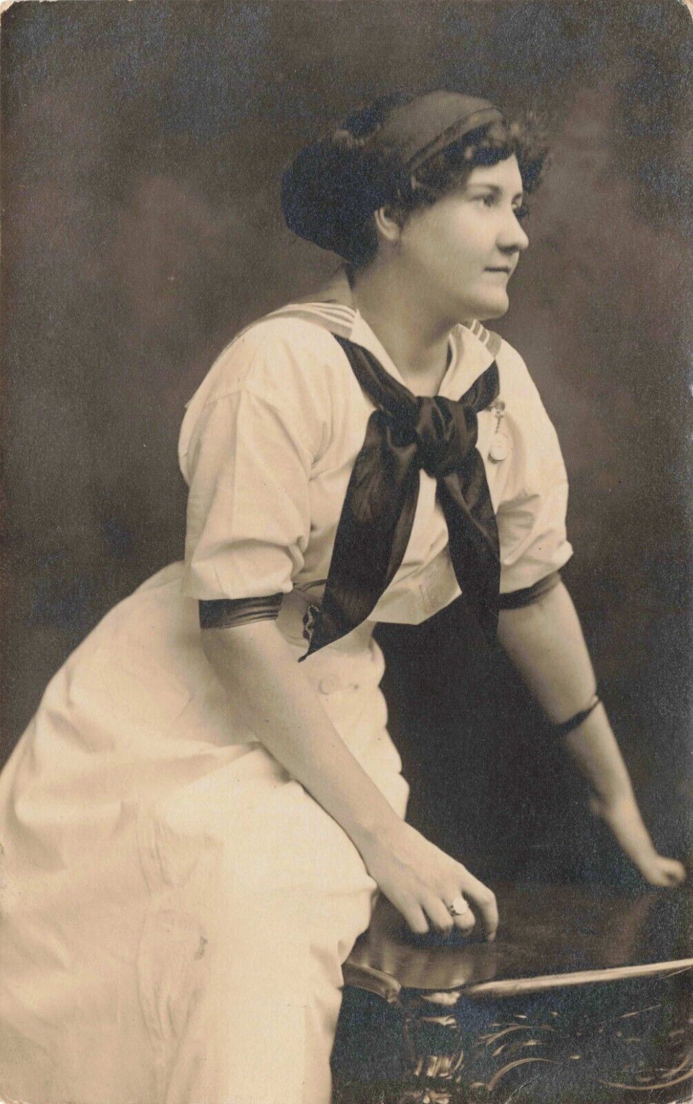 Postcard RPPC Woman Lipp Studios Philadelphia PA CYKO Stamp Box (1904 - 1920s)