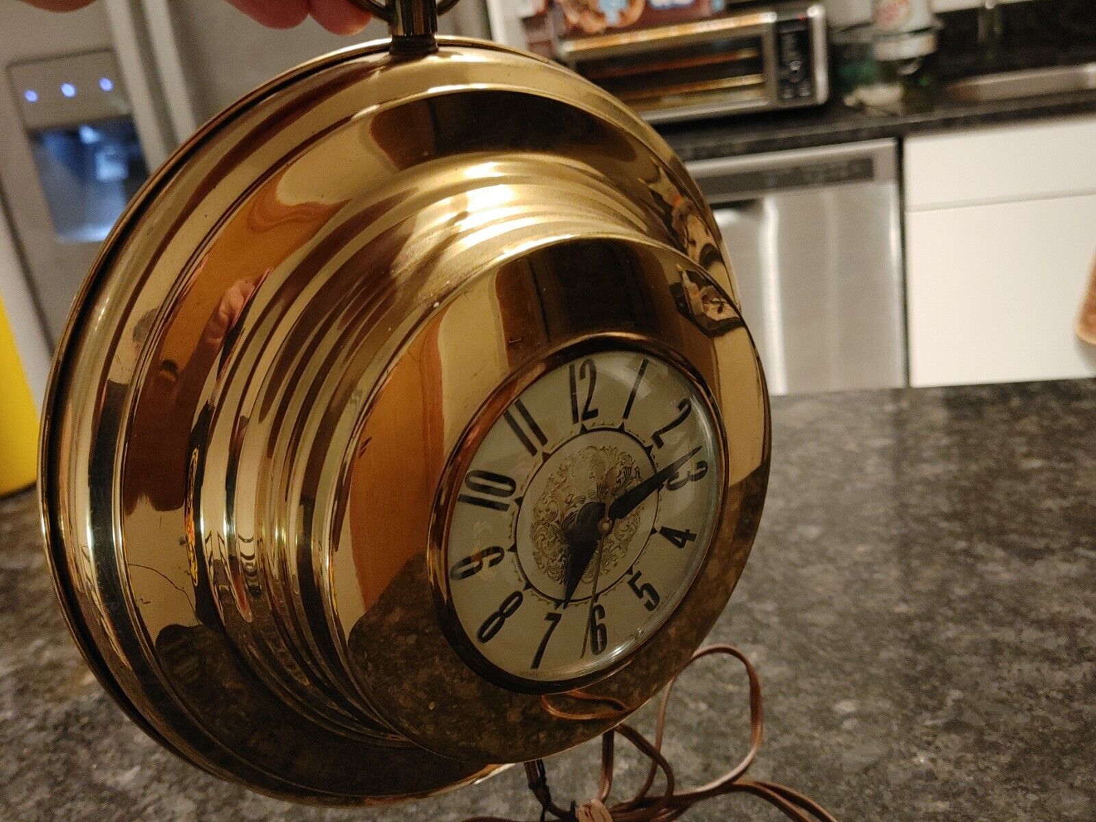 Lancashire Synchronous Brass Electric Wall Clock Needs Work