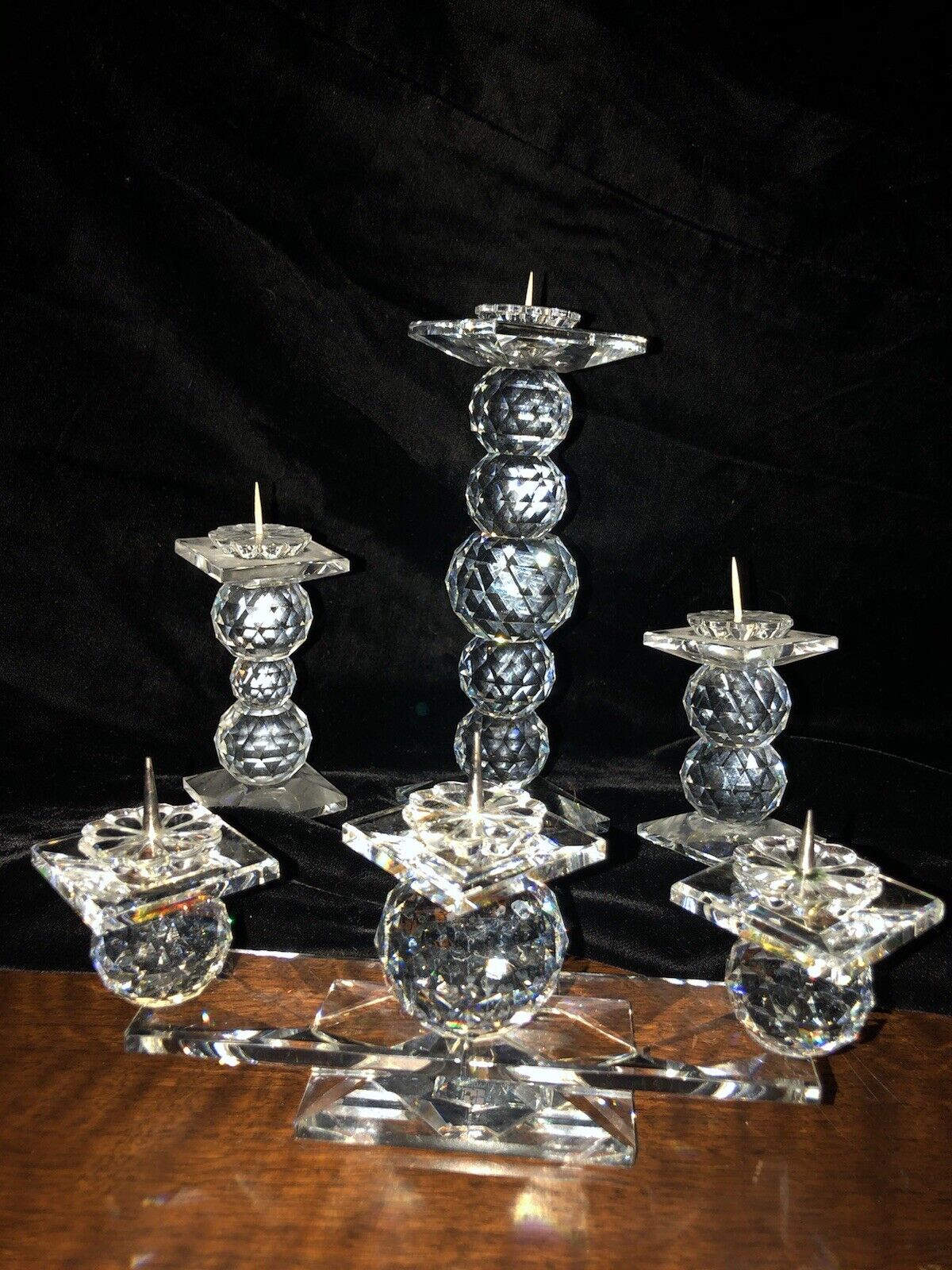 Swarovski 4 Separate pieces makes￼ six flame Crystal candelabra .